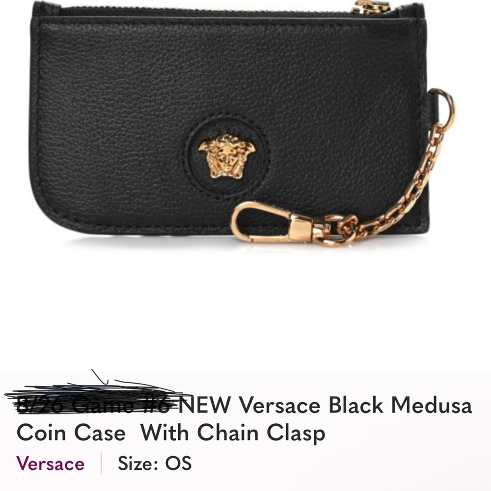 Versace Black Coin Holder with Gold Medusa Emblem